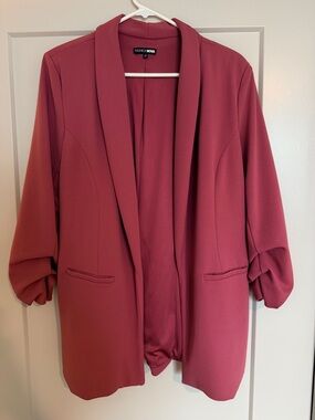 Fashion Nova Dusty Rose Open-Front Blazer - Size L